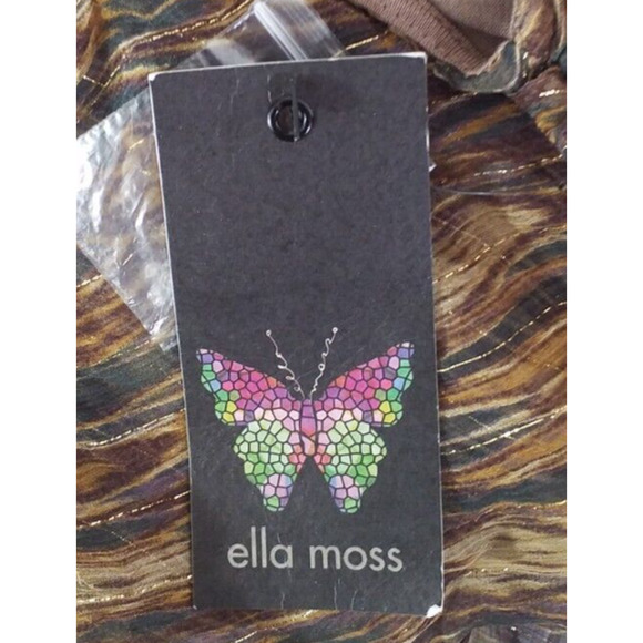 Ella Moss Metallic Ikat Silk Flutter Sleeve Dress Sz S - Picture 6 of 8
